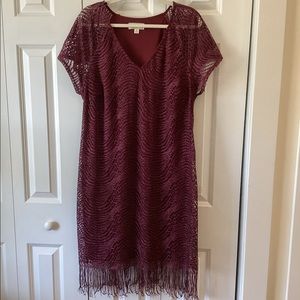 SOHO APPREL Lace/Mesh Dress w/Glitter. 1X